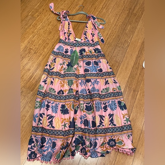 Farm Rio Tapestry Floral Pink and Blue Midi Dress - Picture 2 of 4